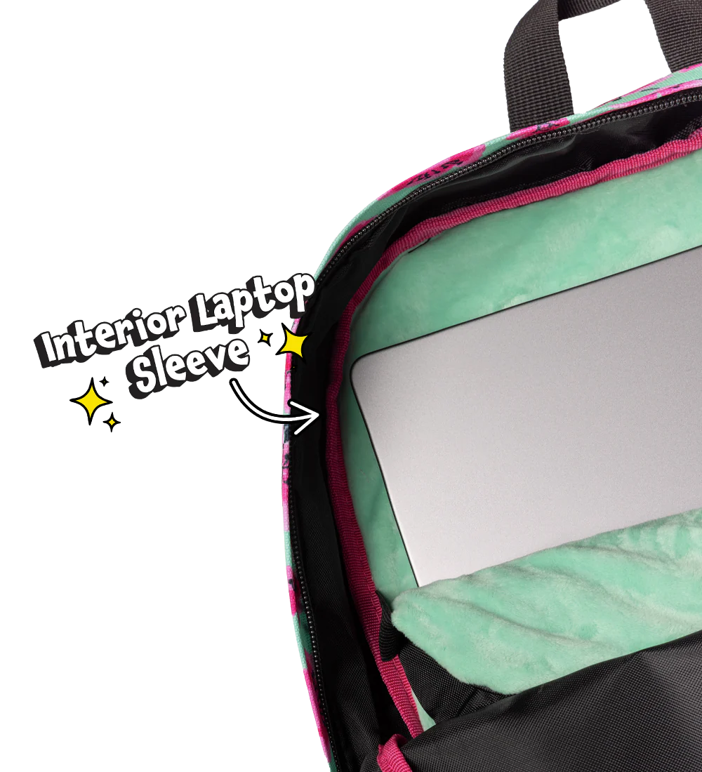 Teal & Pink Cherry Blossom Backpack - Image 4