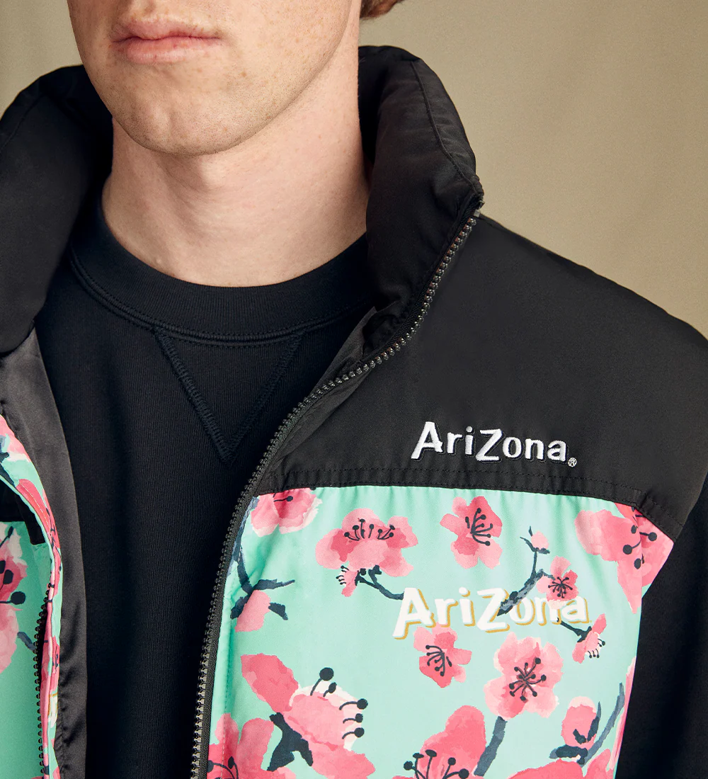 Black & Teal Cherry Blossom Puffer Vest - Image 7