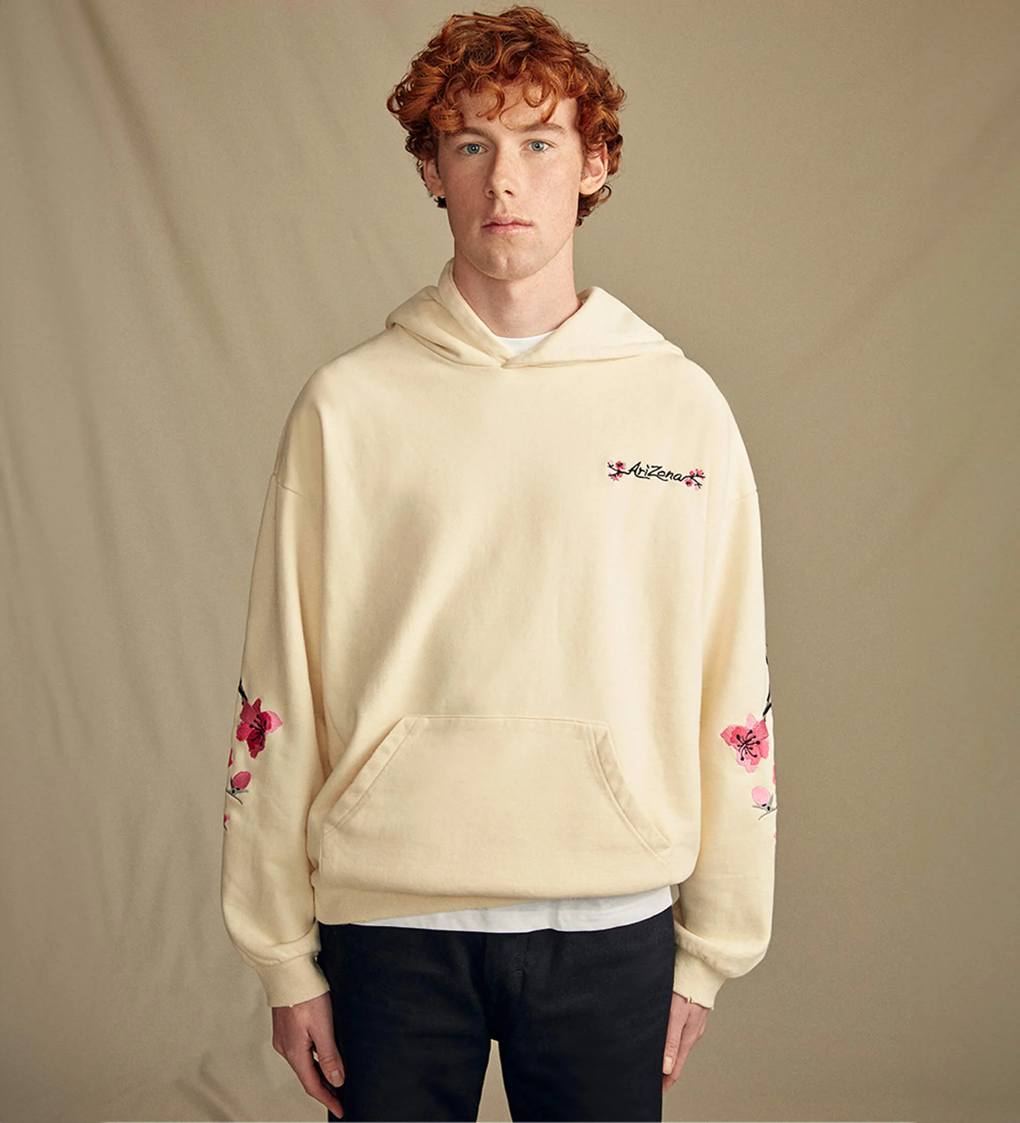 Heritage Ivory Cherry Blossom-Embroidered Cotton Hoodie - Image 7