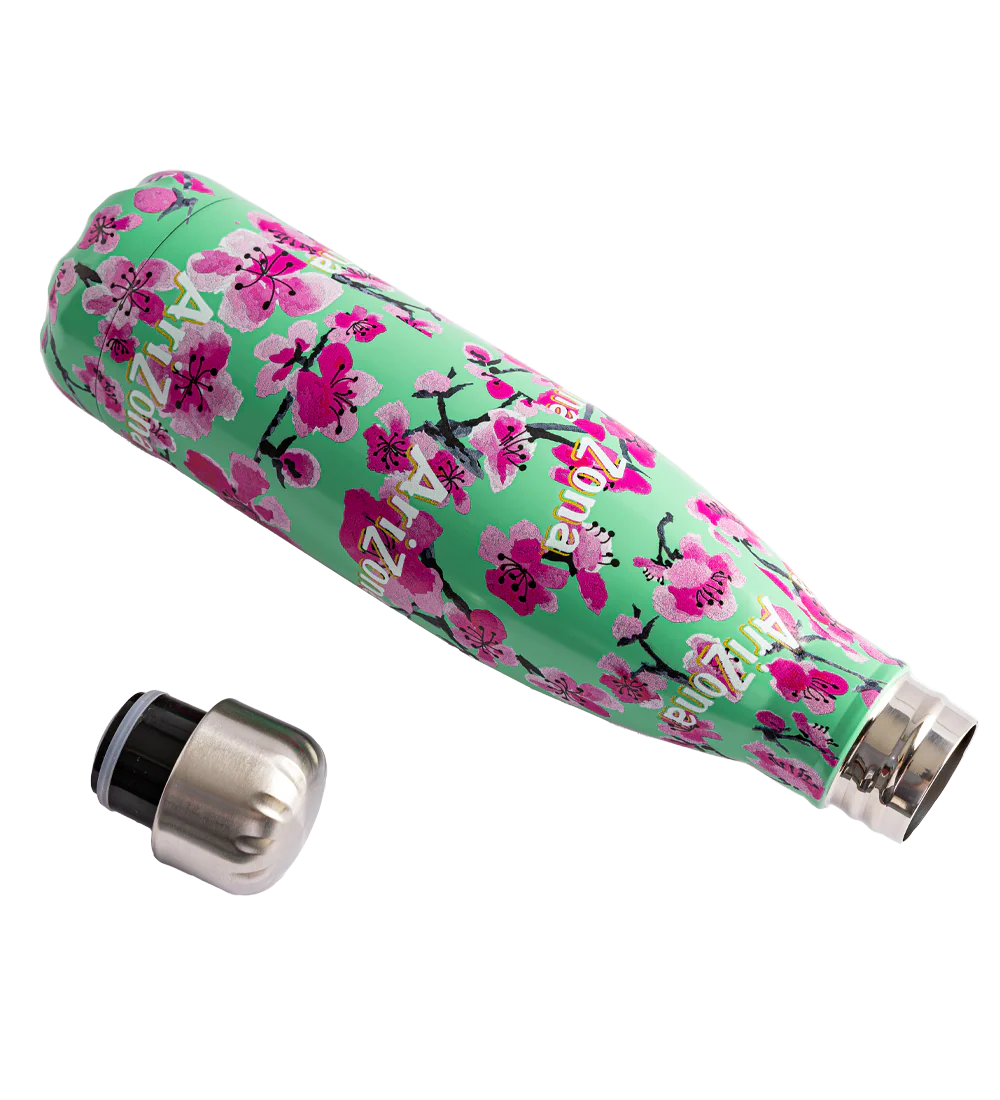 Teal & Pink Cherry Blossom Insulated Stainless Steel Bottle - Image 4
