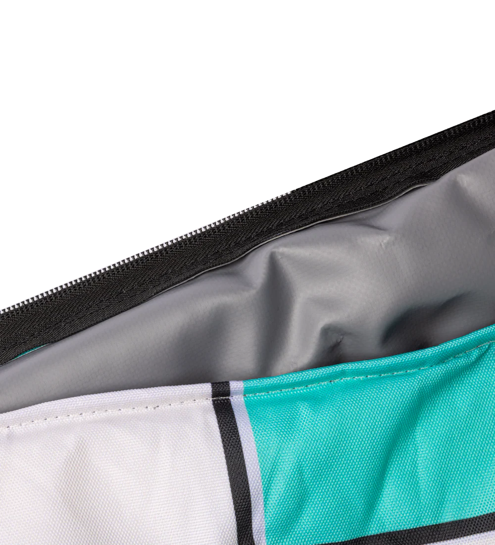 White & Teal Checkerboard Cooler Bag - Image 3