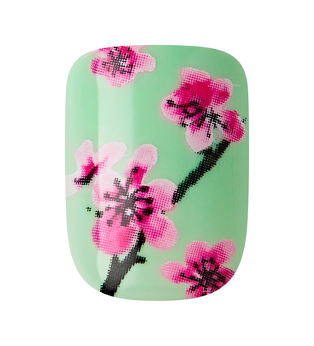 Teal & Pink Cherry Blossom Press-On Nails - Image 10