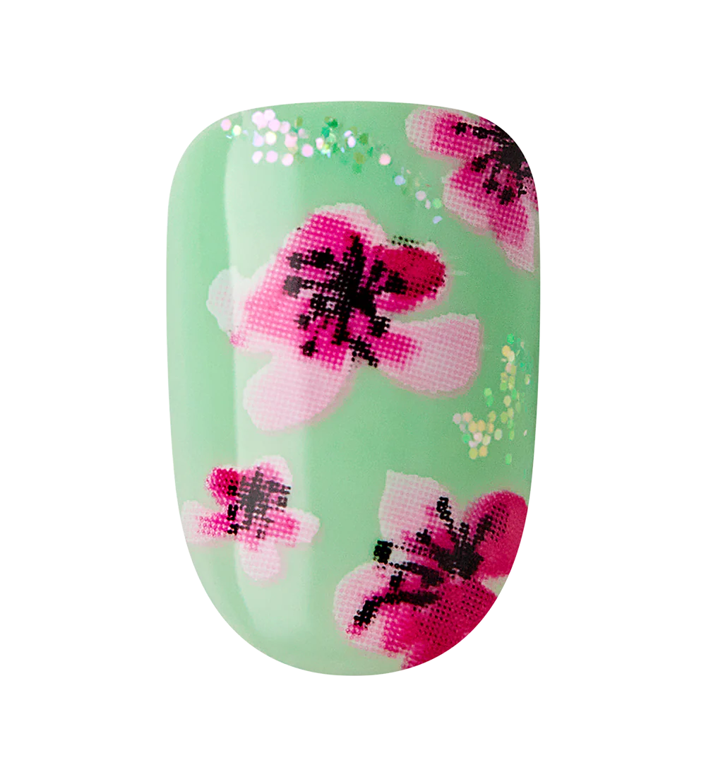 Teal & Pink Cherry Blossom Press-On Nails - Image 12