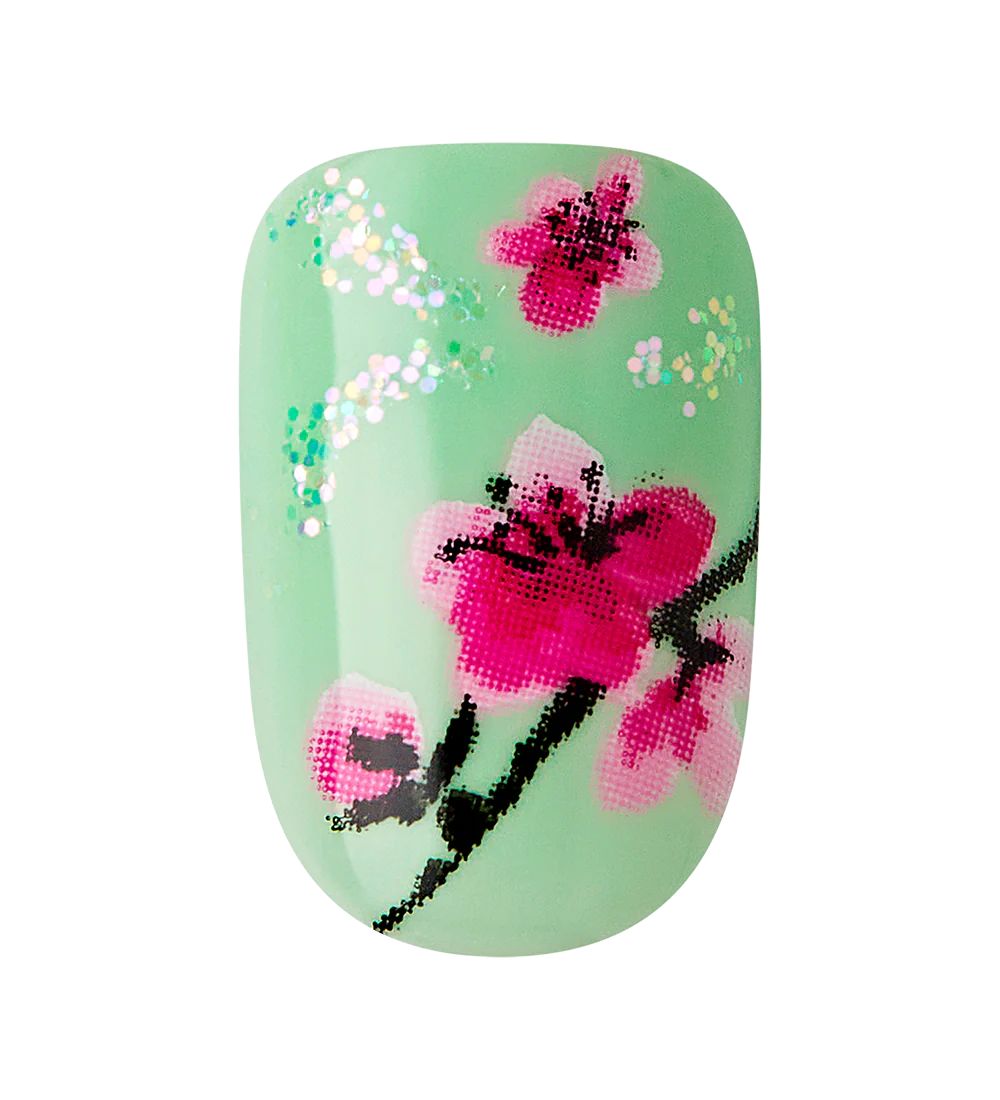 Teal & Pink Cherry Blossom Press-On Nails - Image 13