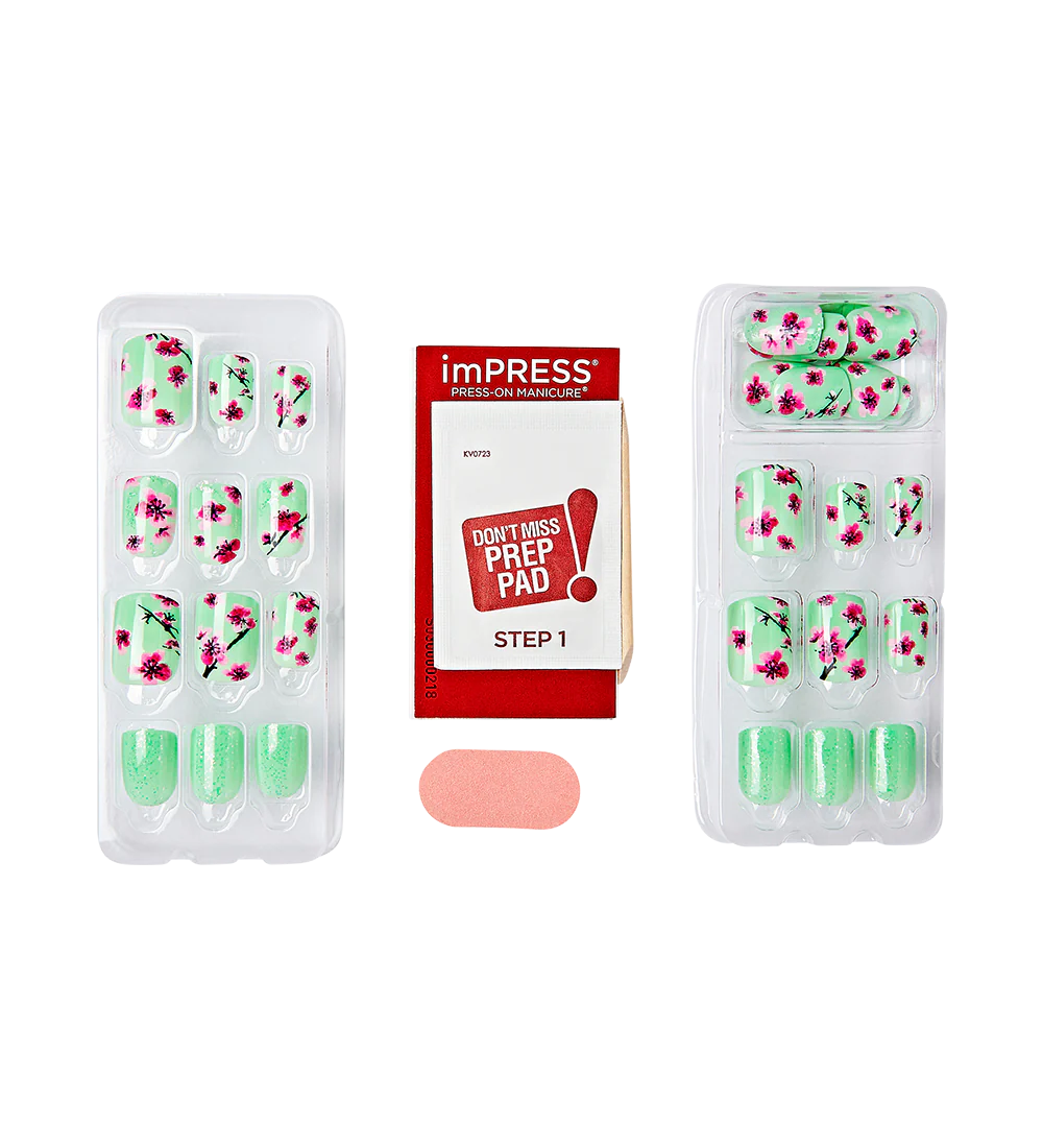 Teal & Pink Cherry Blossom Press-On Nails - Image 7