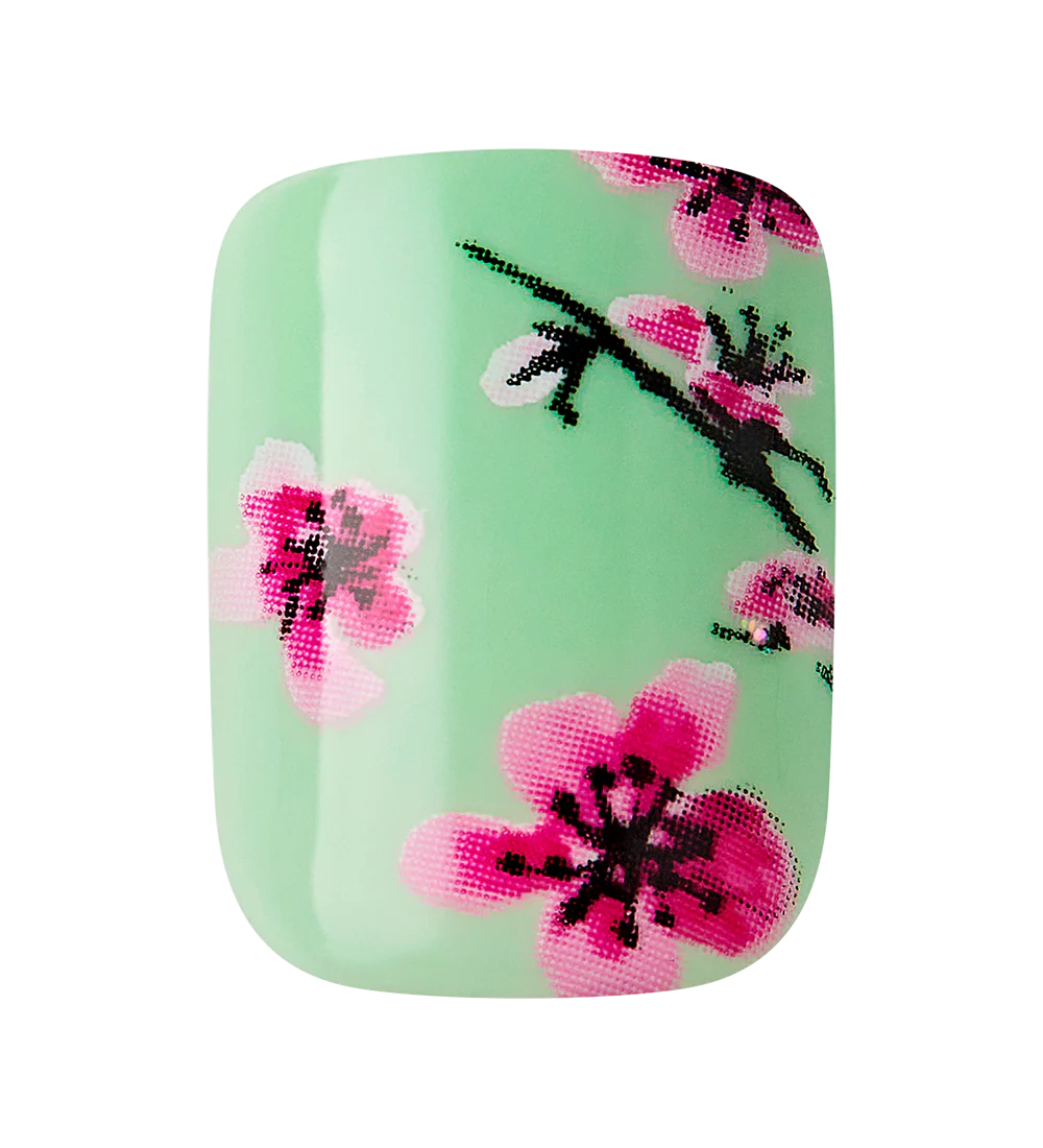 Teal & Pink Cherry Blossom Press-On Nails - Image 9