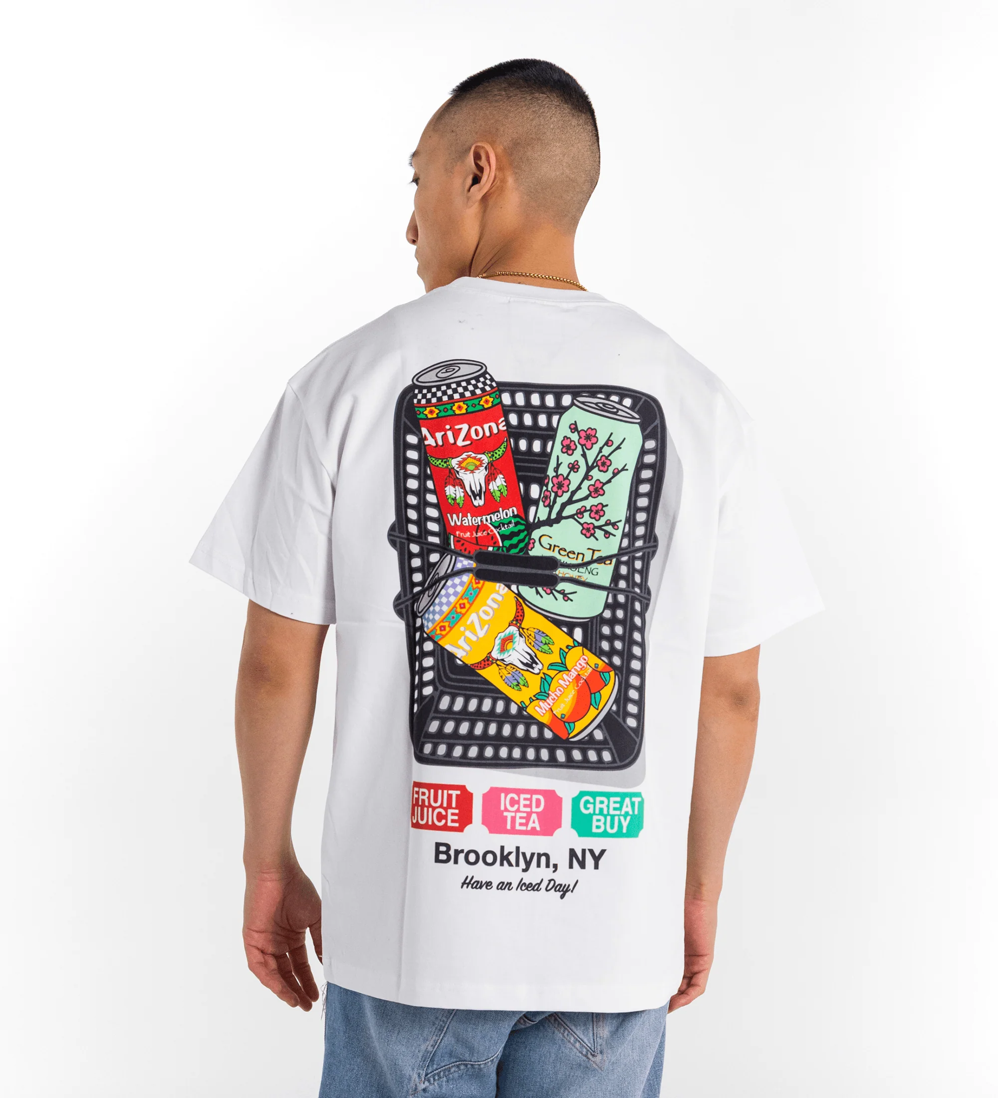 White Big Cans in Bin Cotton T-Shirt - Image 4