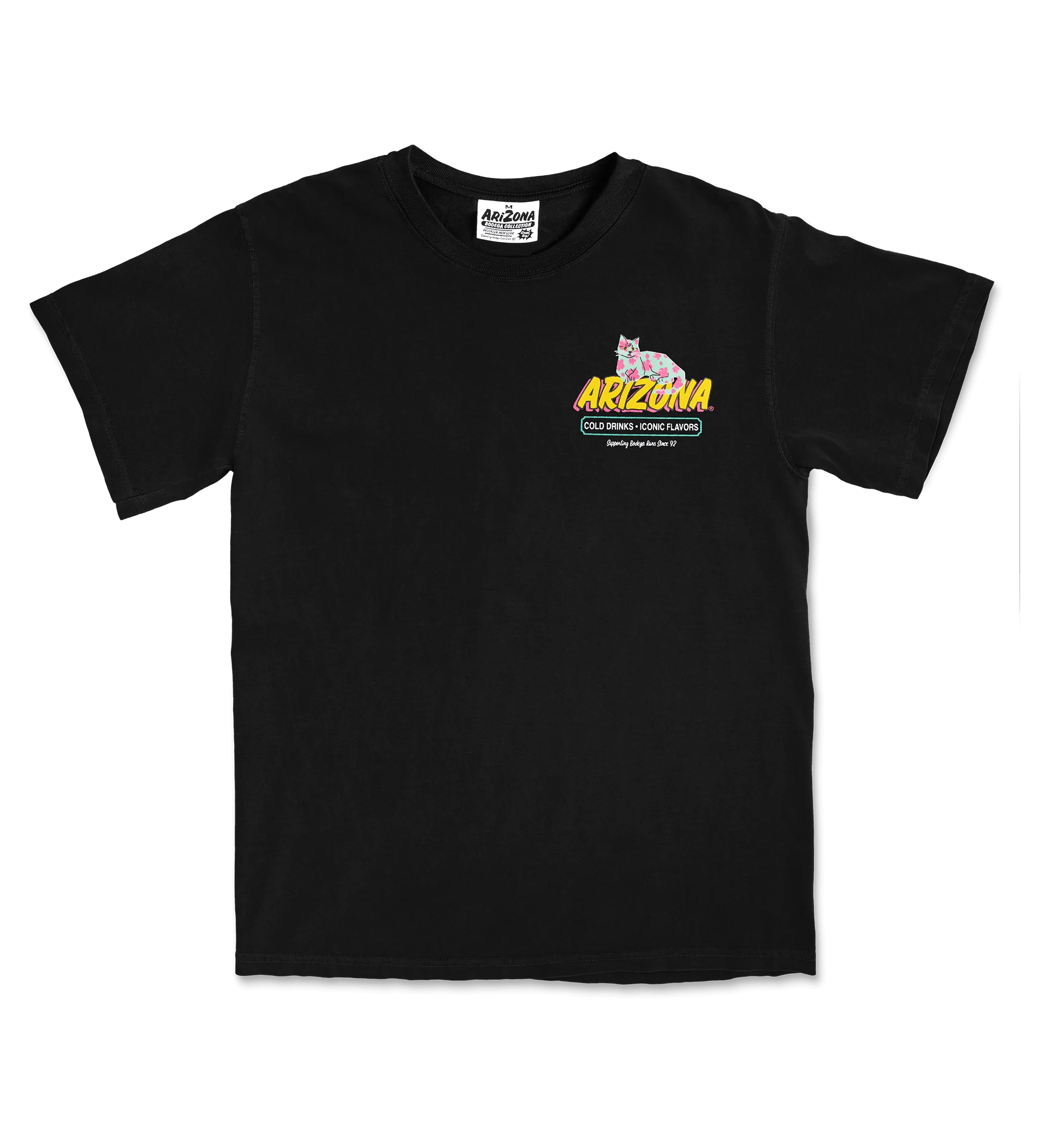Black Cherry Blossom Bodega Cat T-Shirt - Image 3