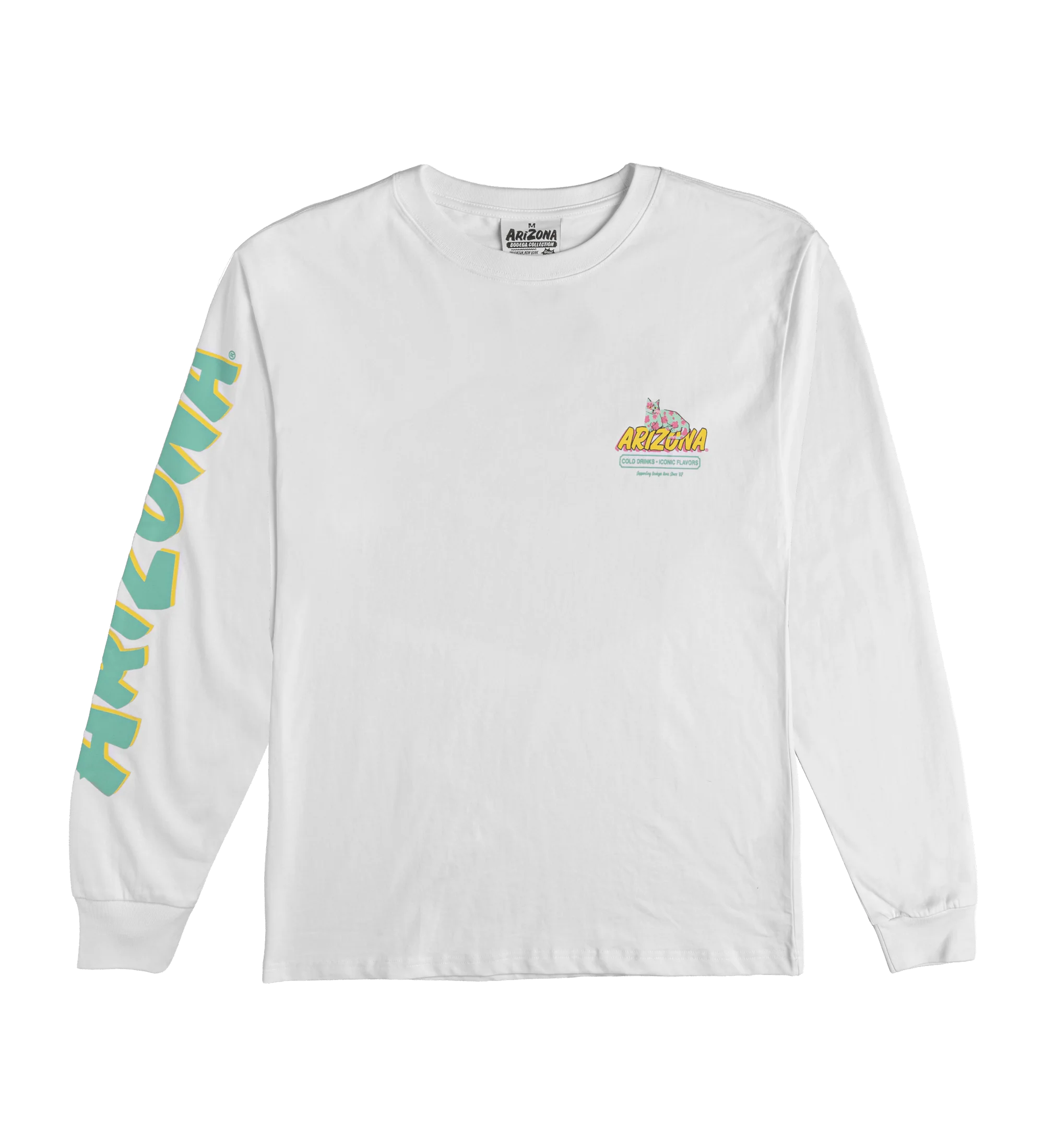 White Cherry Blossom Bodega Cat Long-Sleeve T-Shirt - Image 2
