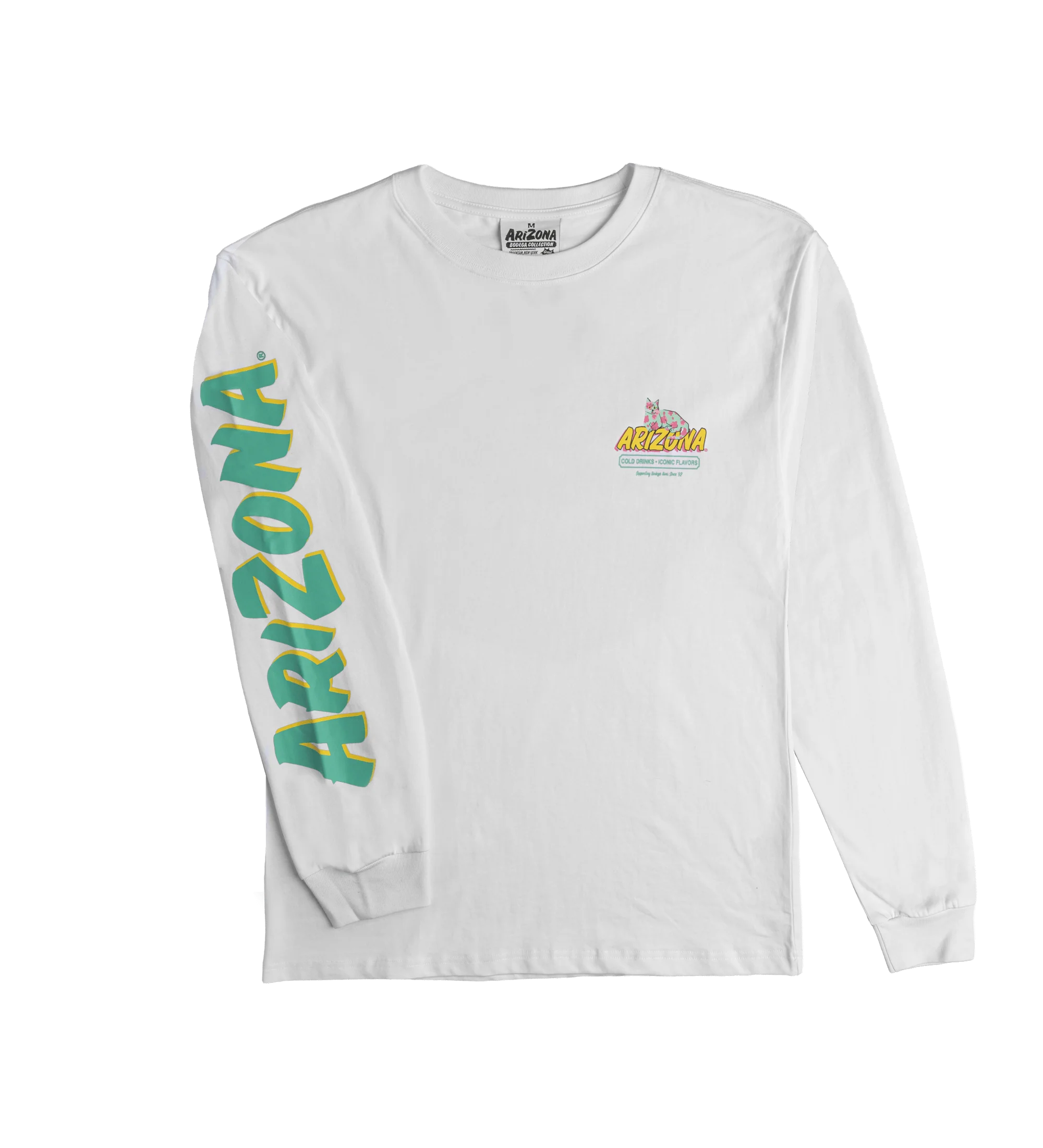 White Cherry Blossom Bodega Cat Long-Sleeve T-Shirt - Image 3