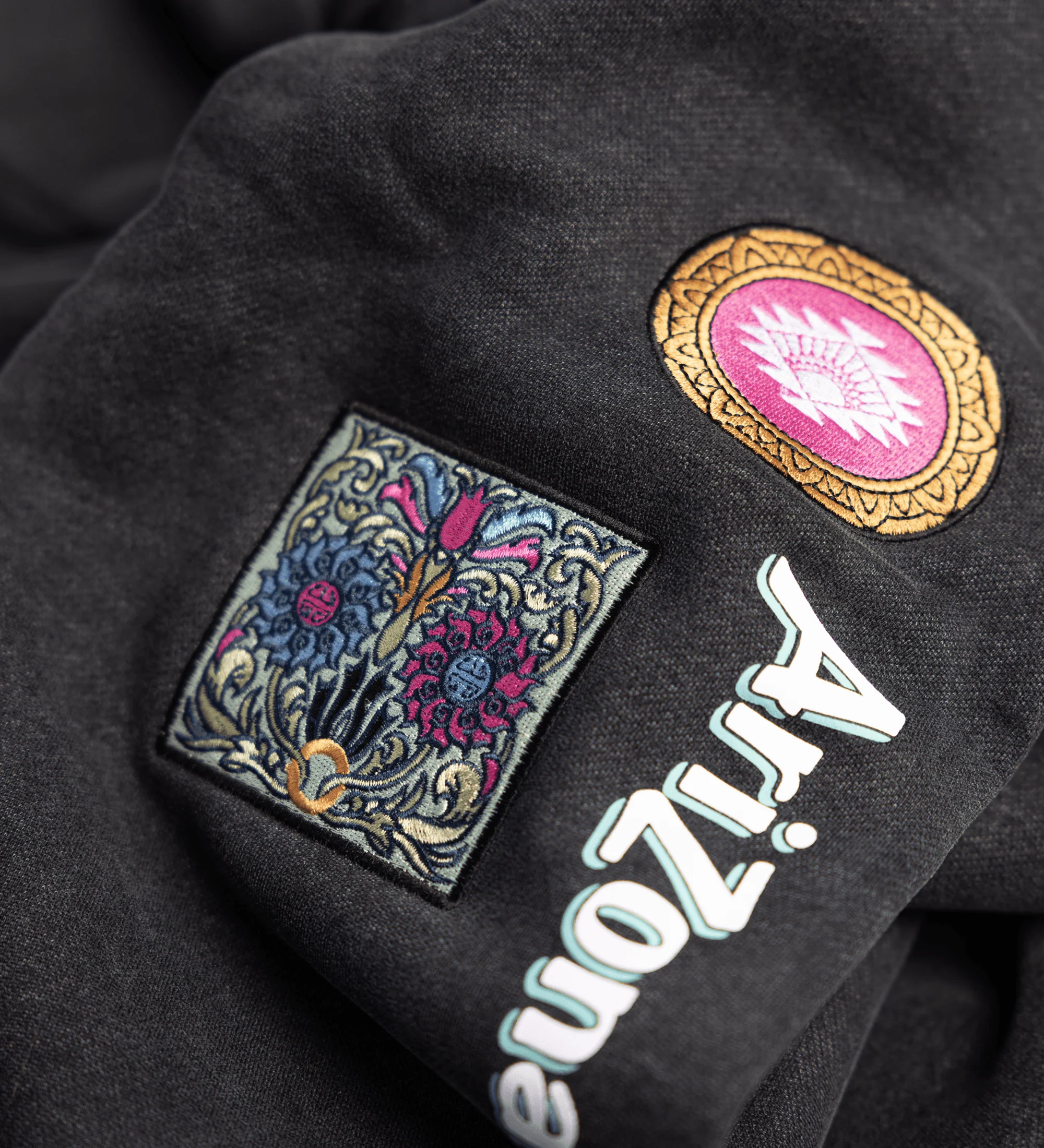 Charcoal Green Tea Cherry Blossom Cotton-Blend Sweatpants - Image 3
