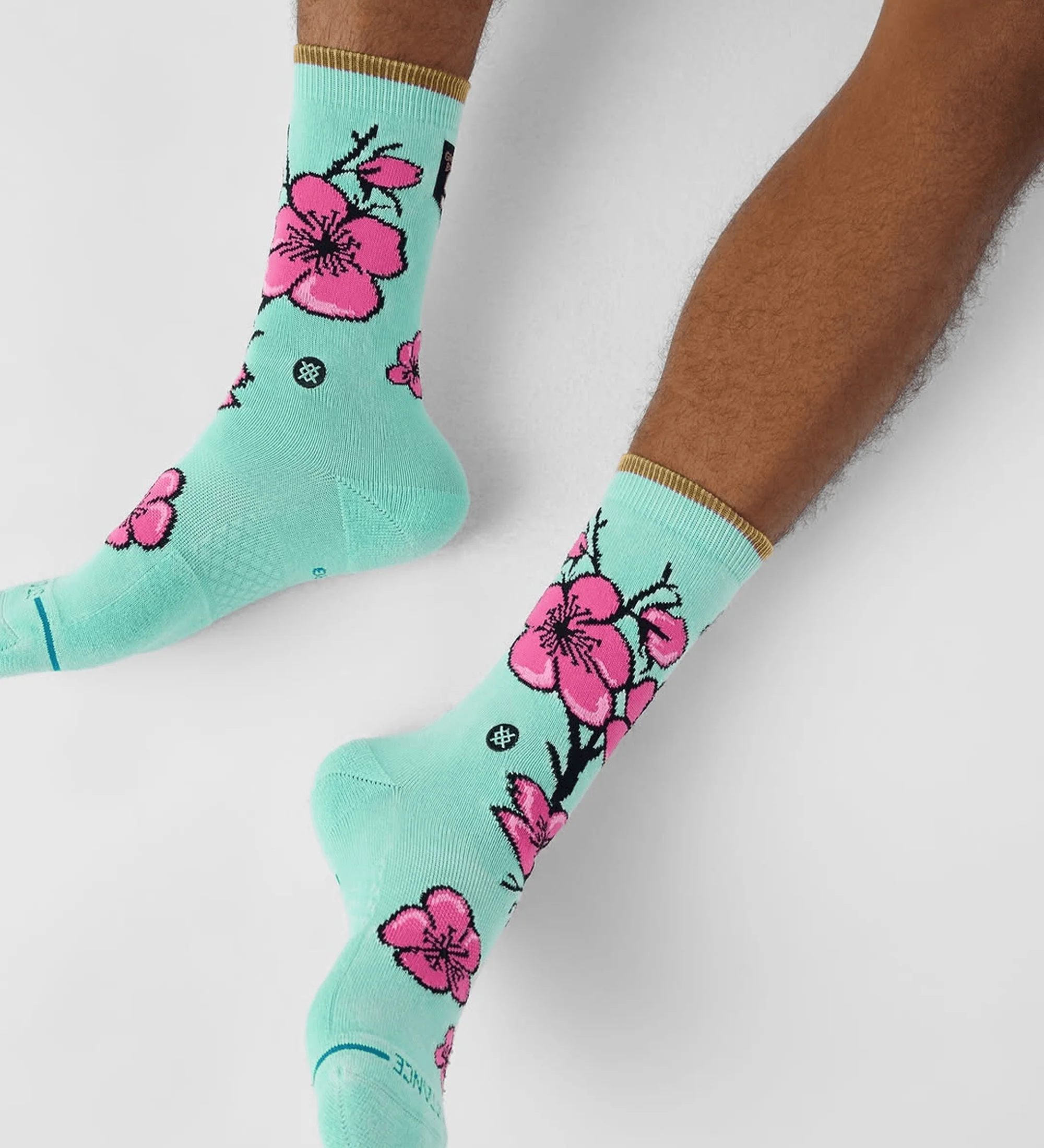 Teal & Pink Cherry Blossom 99 Cents Crew Socks - Image 2