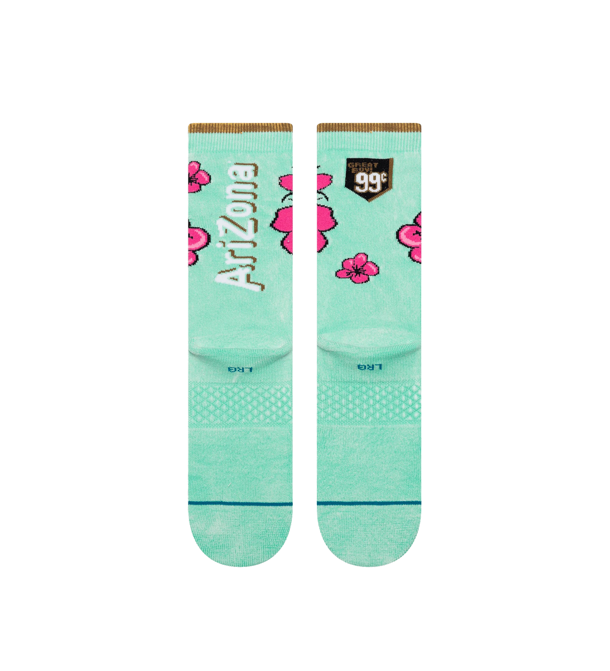 Teal & Pink Cherry Blossom 99 Cents Crew Socks - Image 3