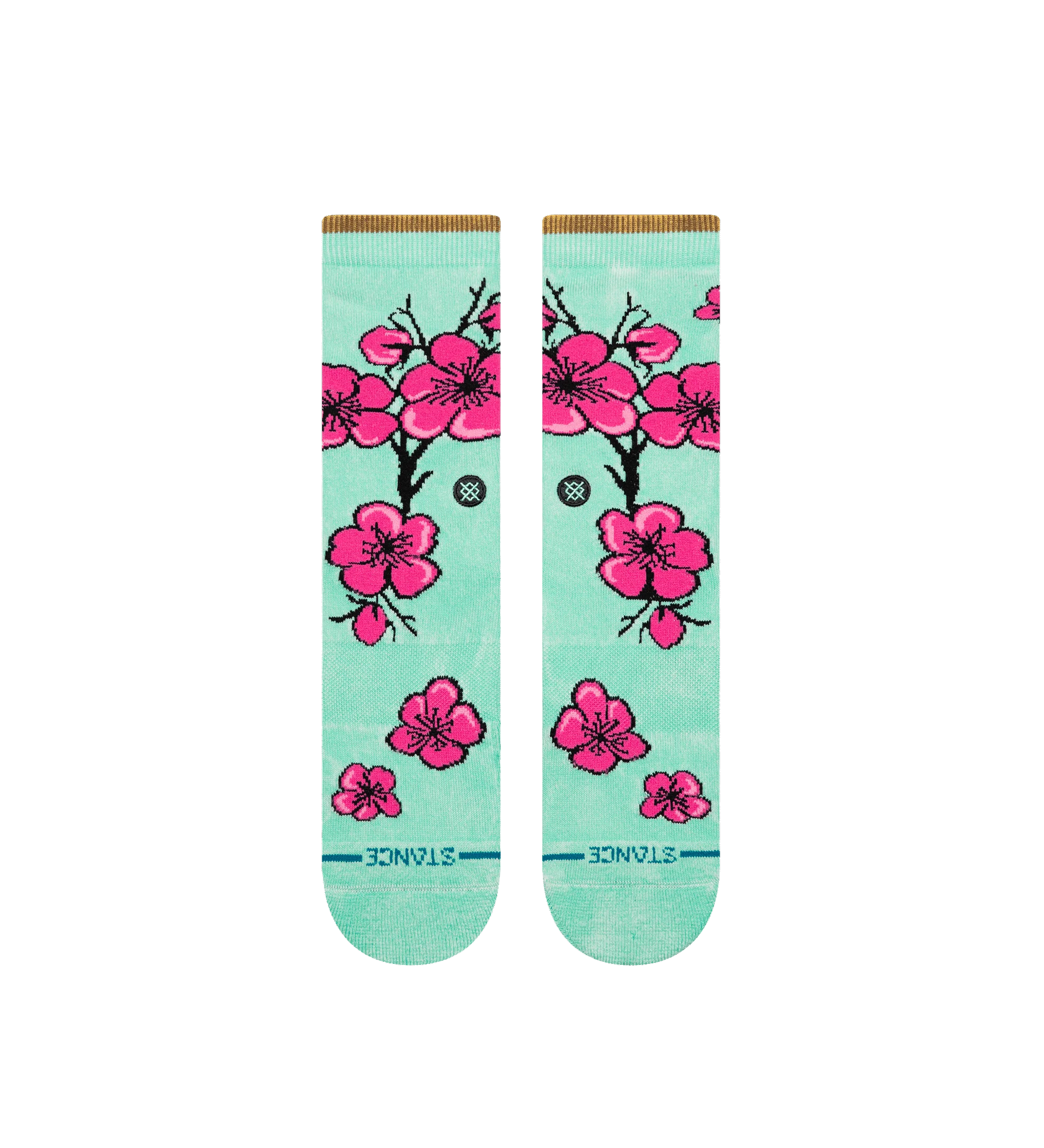Teal & Pink Cherry Blossom 99 Cents Crew Socks - Image 4