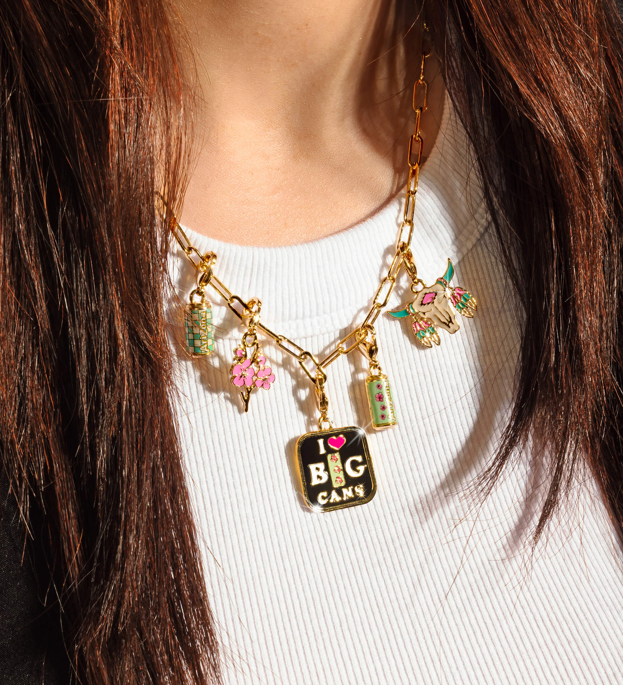Goldtone & Resin Cow Skull Lemon Tea Charm Set - Image 7