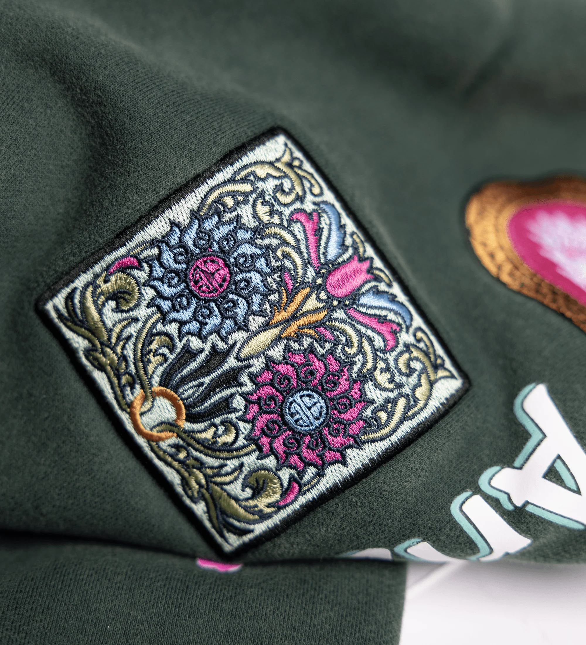 Green Tea Cherry Blossom Cotton-Blend Sweatpants - Image 3