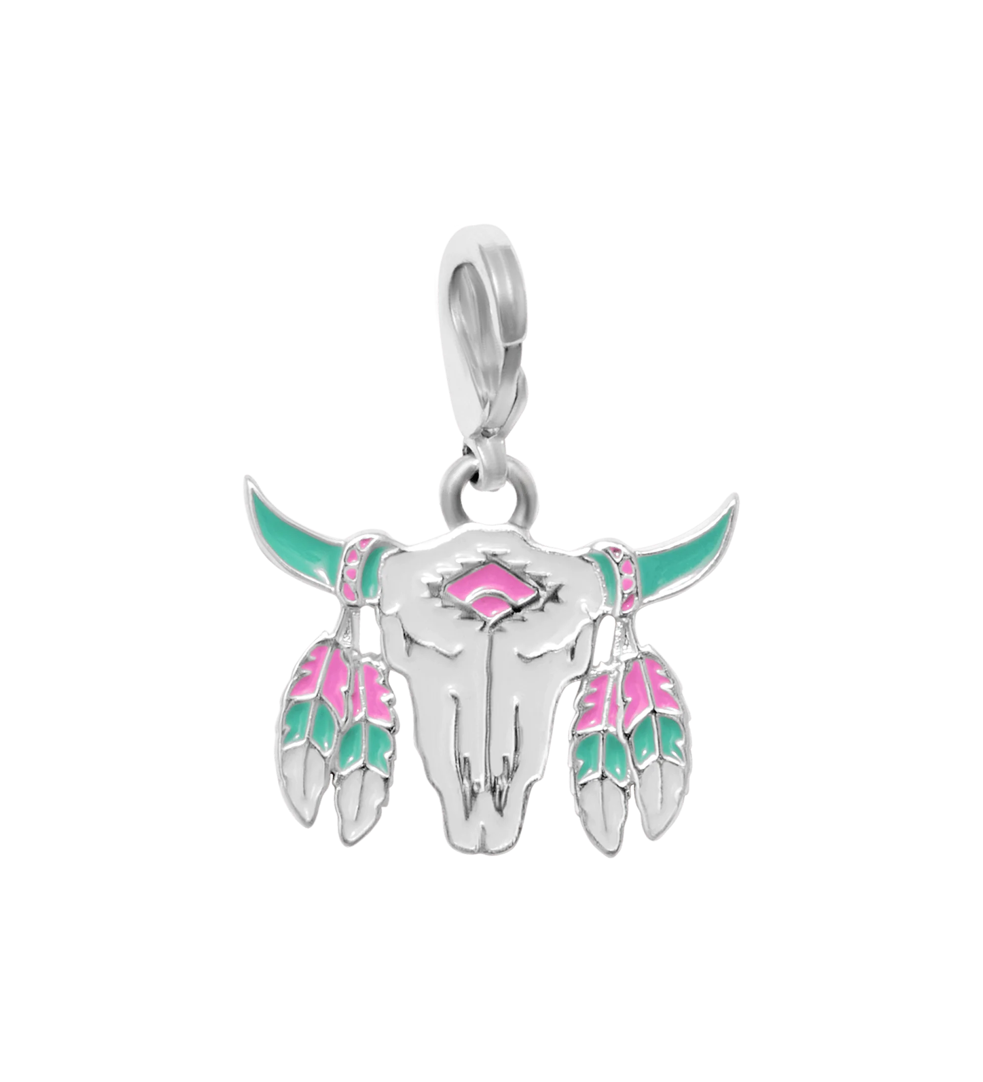 Silvertone & Resin Cow Skull Lemon Tea Charm Set - Image 3