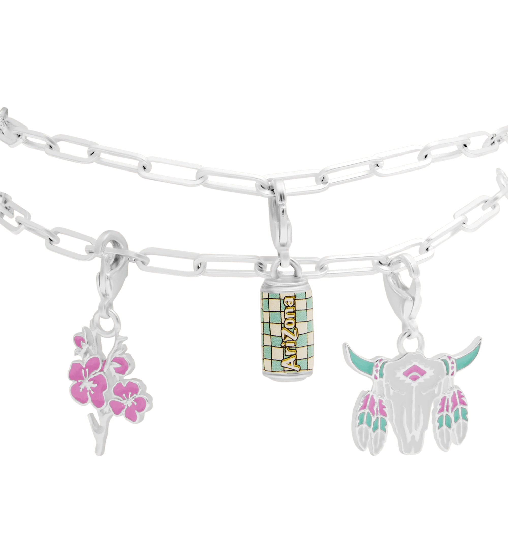 Silvertone & Resin Cow Skull Lemon Tea Charm Set - Image 4
