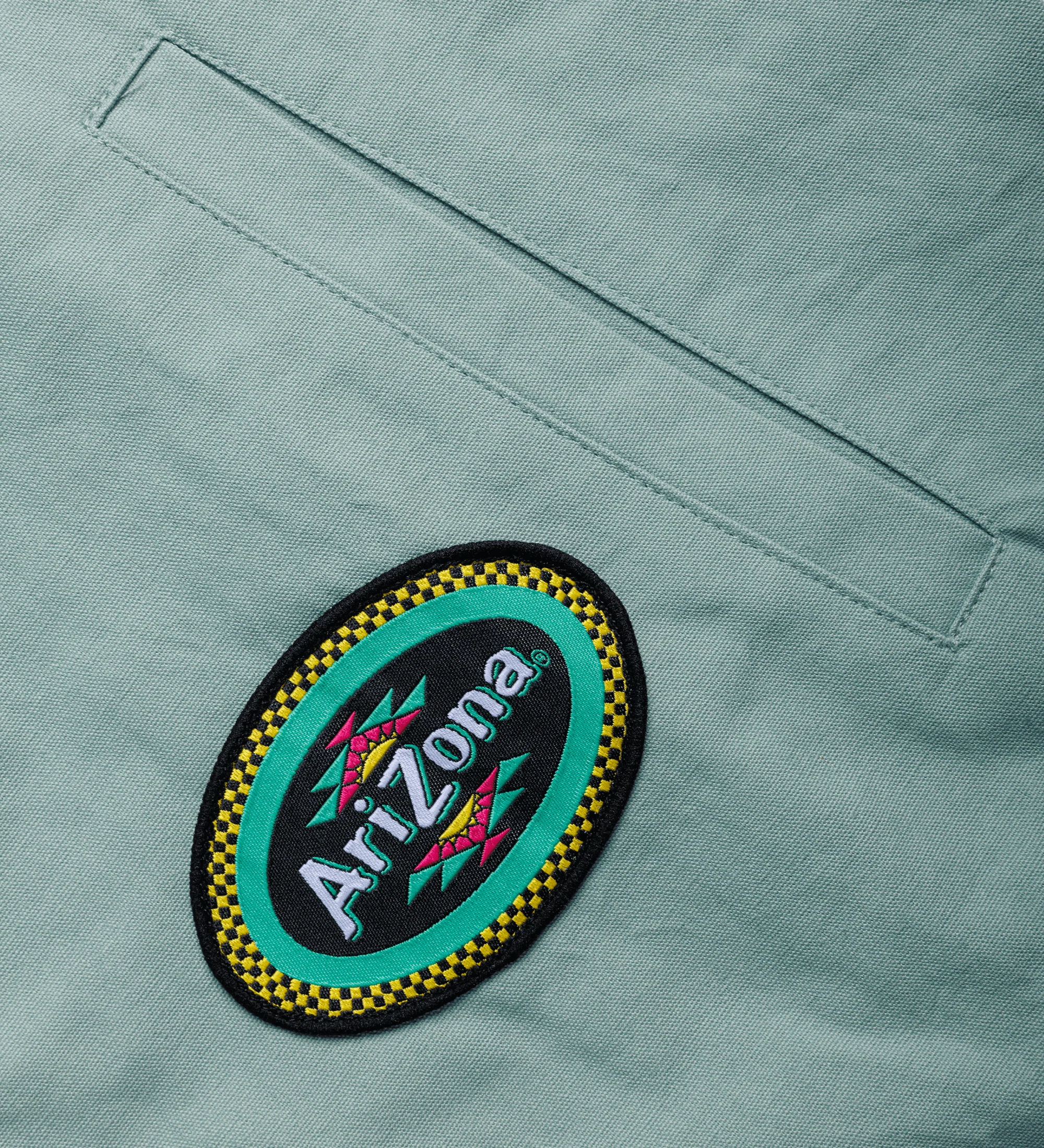 Teal Patch Cotton Workwear Shirt - Image 3