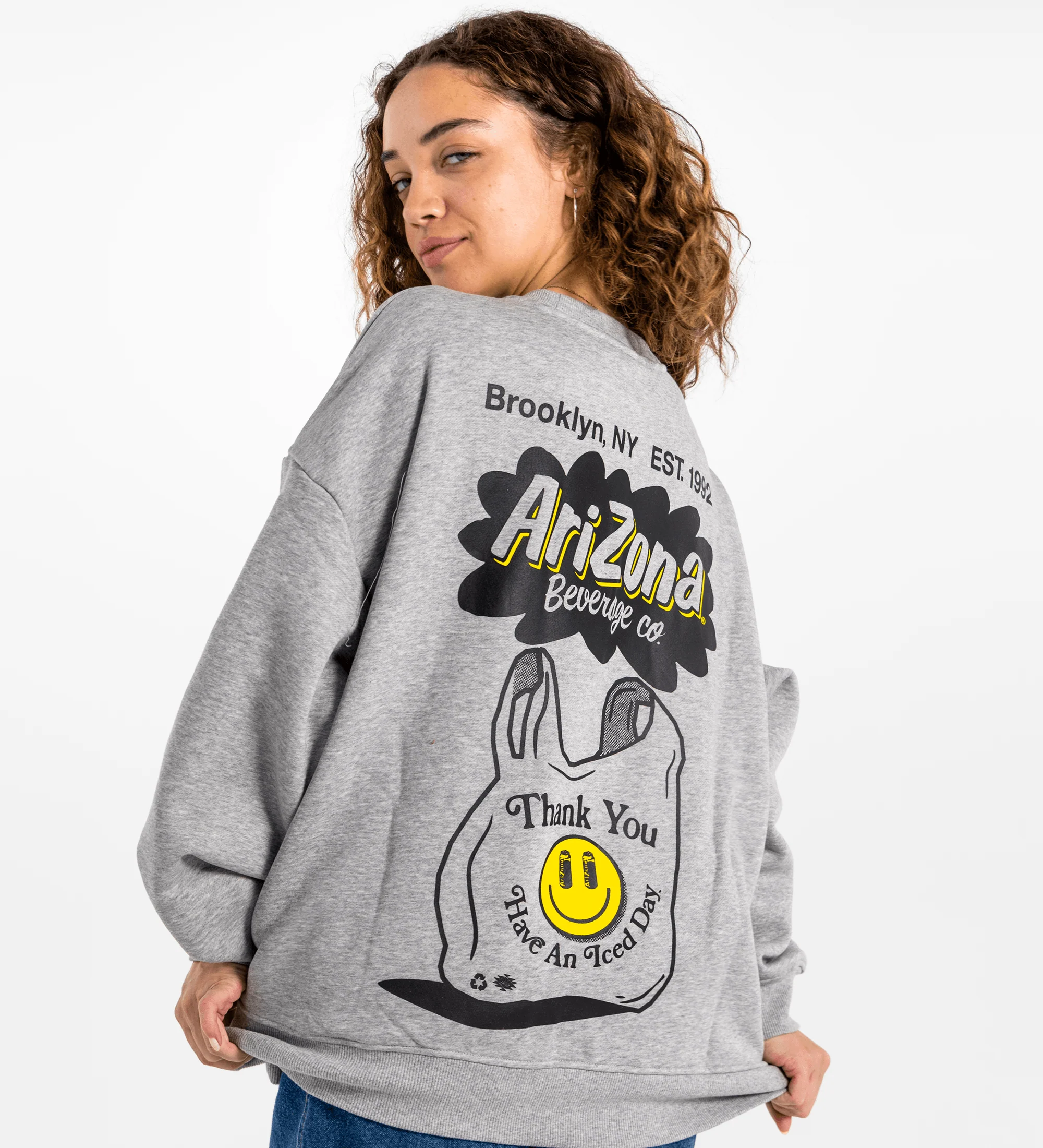 Gray Thank You Smiley Face Crewneck Sweatshirt - Image 4